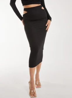 Ripple Cut Out Midi Skirt