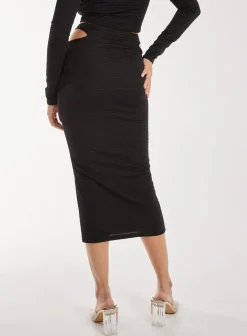 Ripple Cut Out Midi Skirt