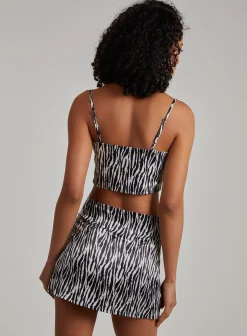 Satin Cropped Zebra Bralette