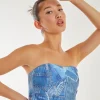 Seam Detail Denim Print Top