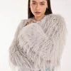 Shaggy Tinsel Faux Fur Cropped Jacket