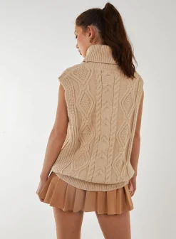 Sleeveless Knit Turtleneck
