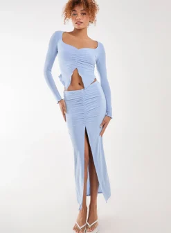 Slinky Ruched Maxi Skirt