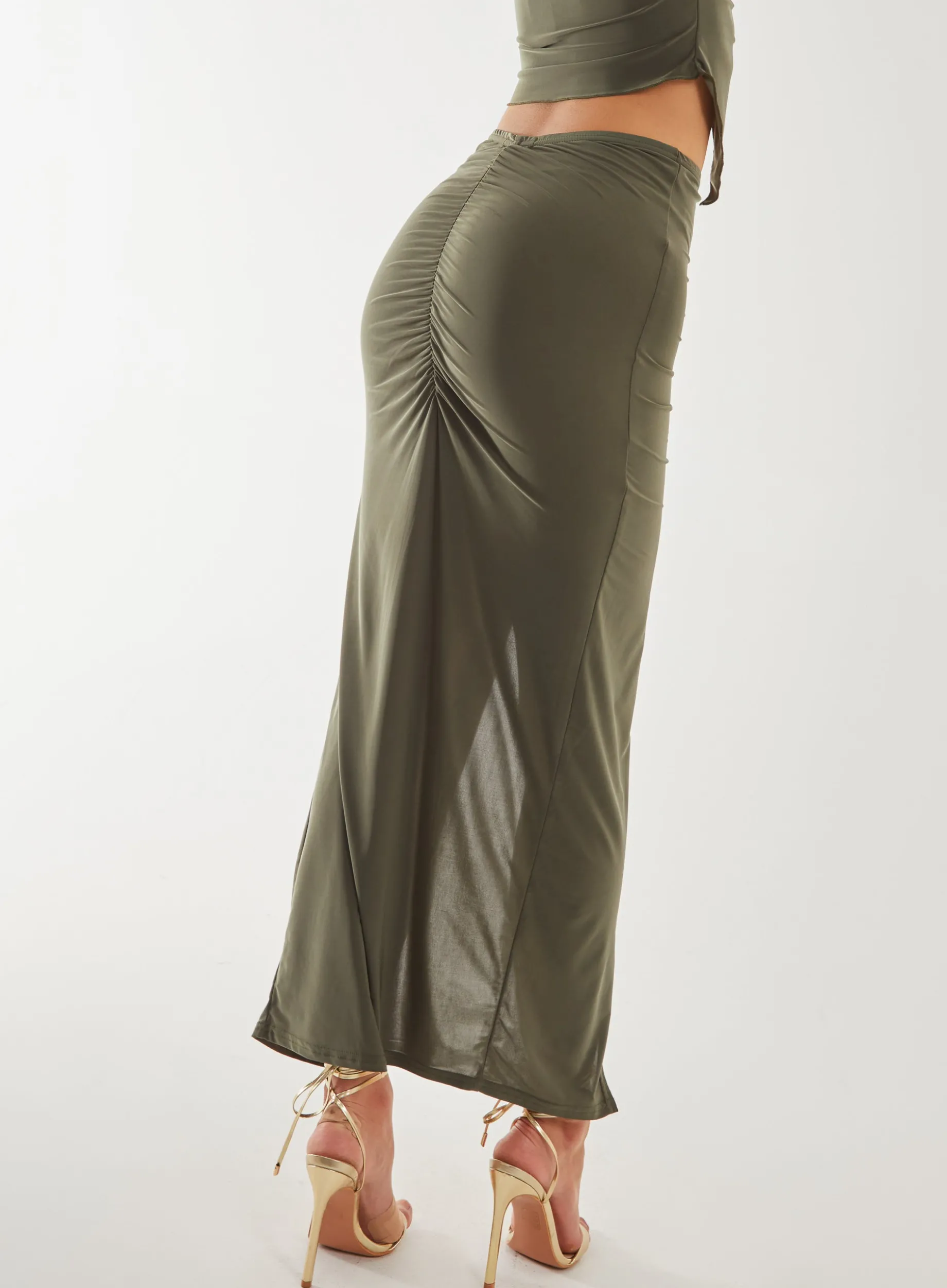 Slinky Ruched Maxi Skirt