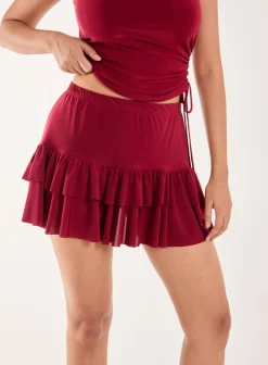 Slinky Ruffle Mini Skirt