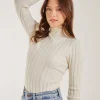 Soft Knit Wide Rib Roll Neck Top