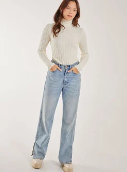 Soft Knit Wide Rib Roll Neck Top