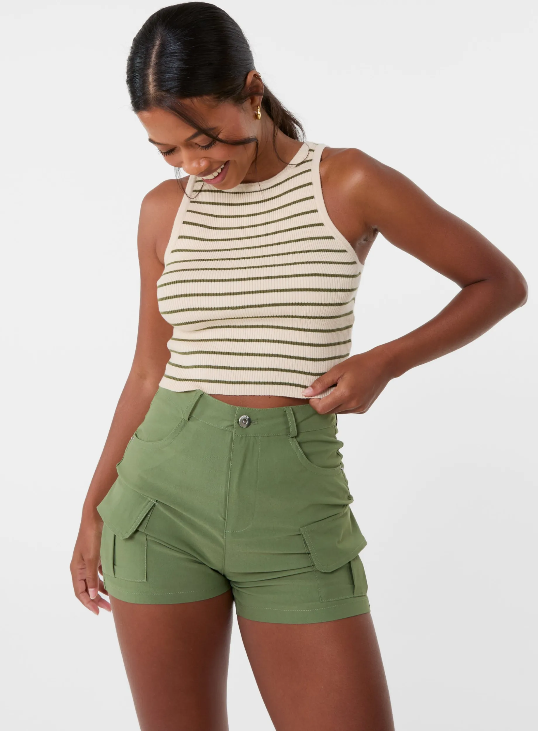 Stripe Crop Vest Top
