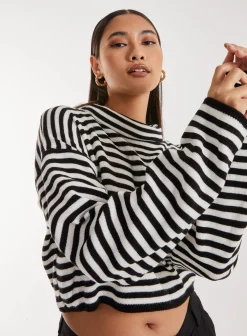 Striped Knitted Turtle Neck Jumper
