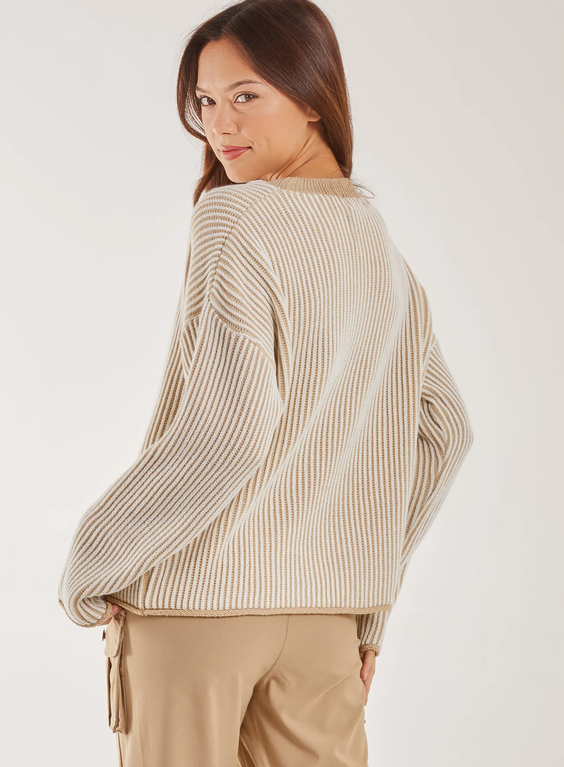 Striped Ribbed Long Sleeve Jumper