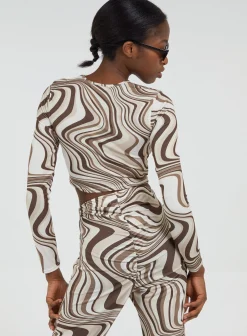 Swirl Print Cut Out Top