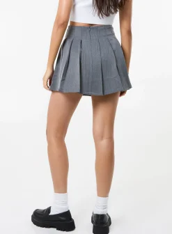 Tailored Belted Pleat Mini Skirt