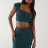 Textured Jersey Puff Sleeve Top