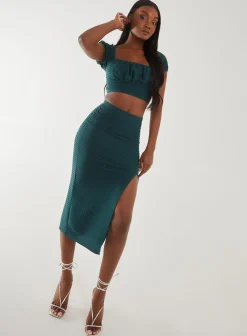 Textured Jersey Puff Sleeve Top