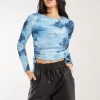 Tie Dye Print Long Sleeve Rib Top