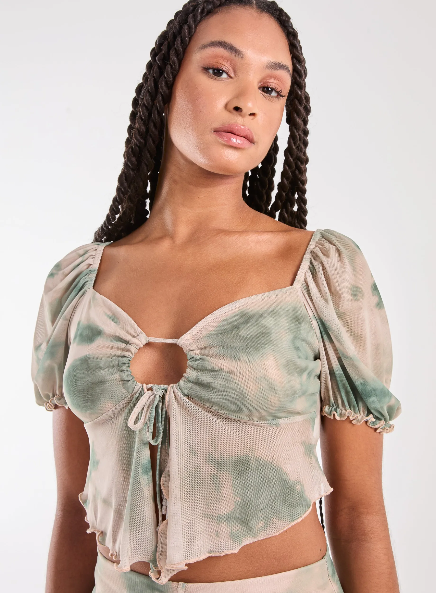 Tie Dye Puff Sleeve Butterfly Top