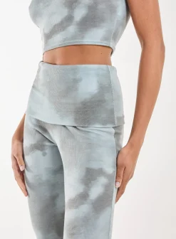 Tie Dye Rib Fold Over Flares