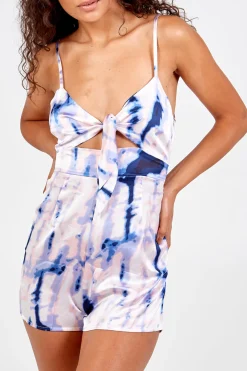 Tie Dye Tie Front Playsuit