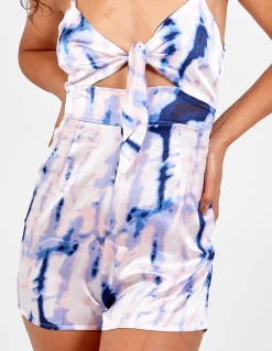 Tie Dye Tie Front Playsuit