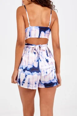 Tie Dye Tie Front Playsuit