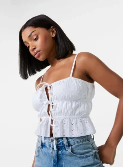 Tie Front Broderie Cami Top