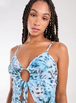 Tie Front Leopard Print Playsuit
