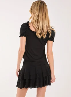 Tie Front Puff Sleeve Top