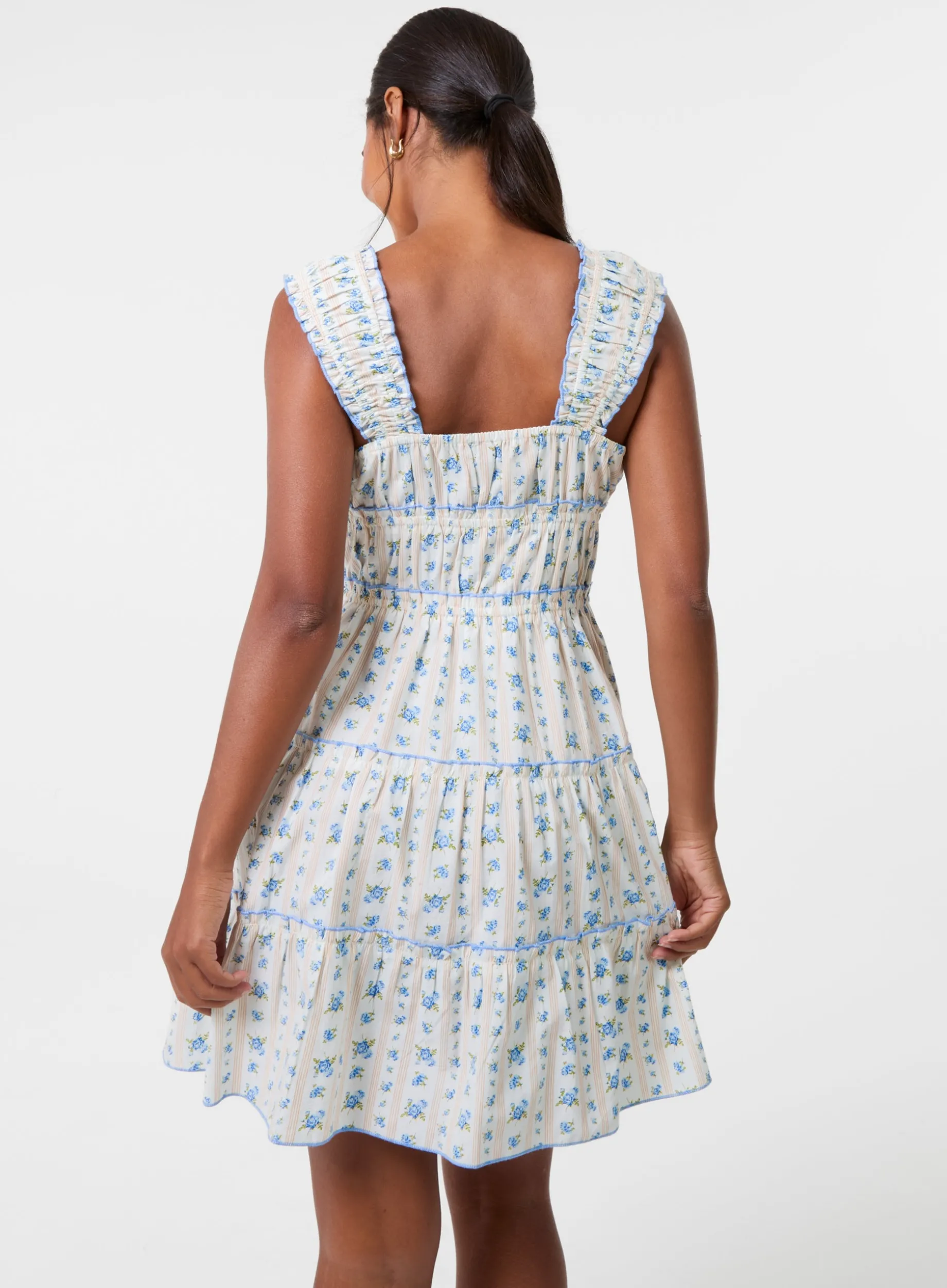 Tie Front Tiered Milkmaid Mini Dress
