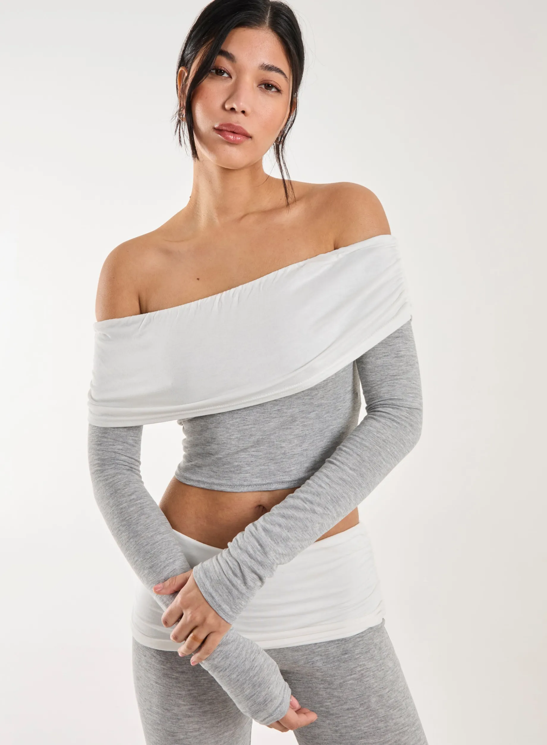 Two Tone Bardot Top
