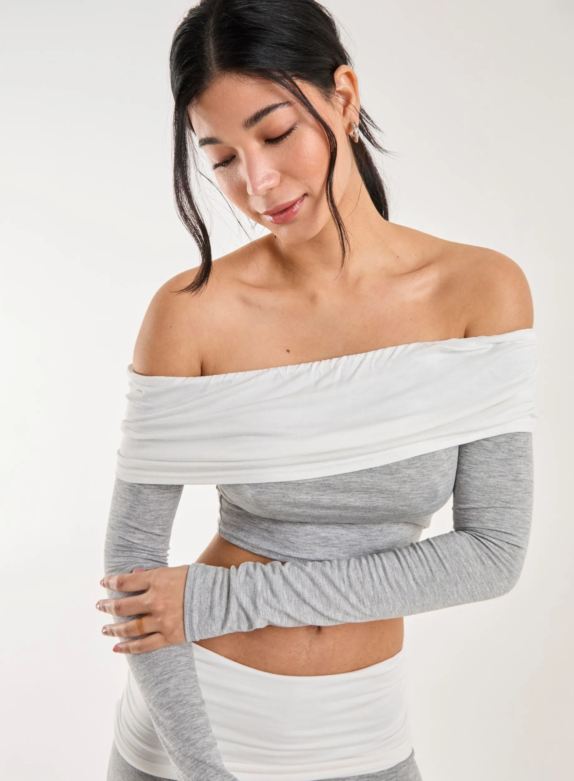 Two Tone Bardot Top