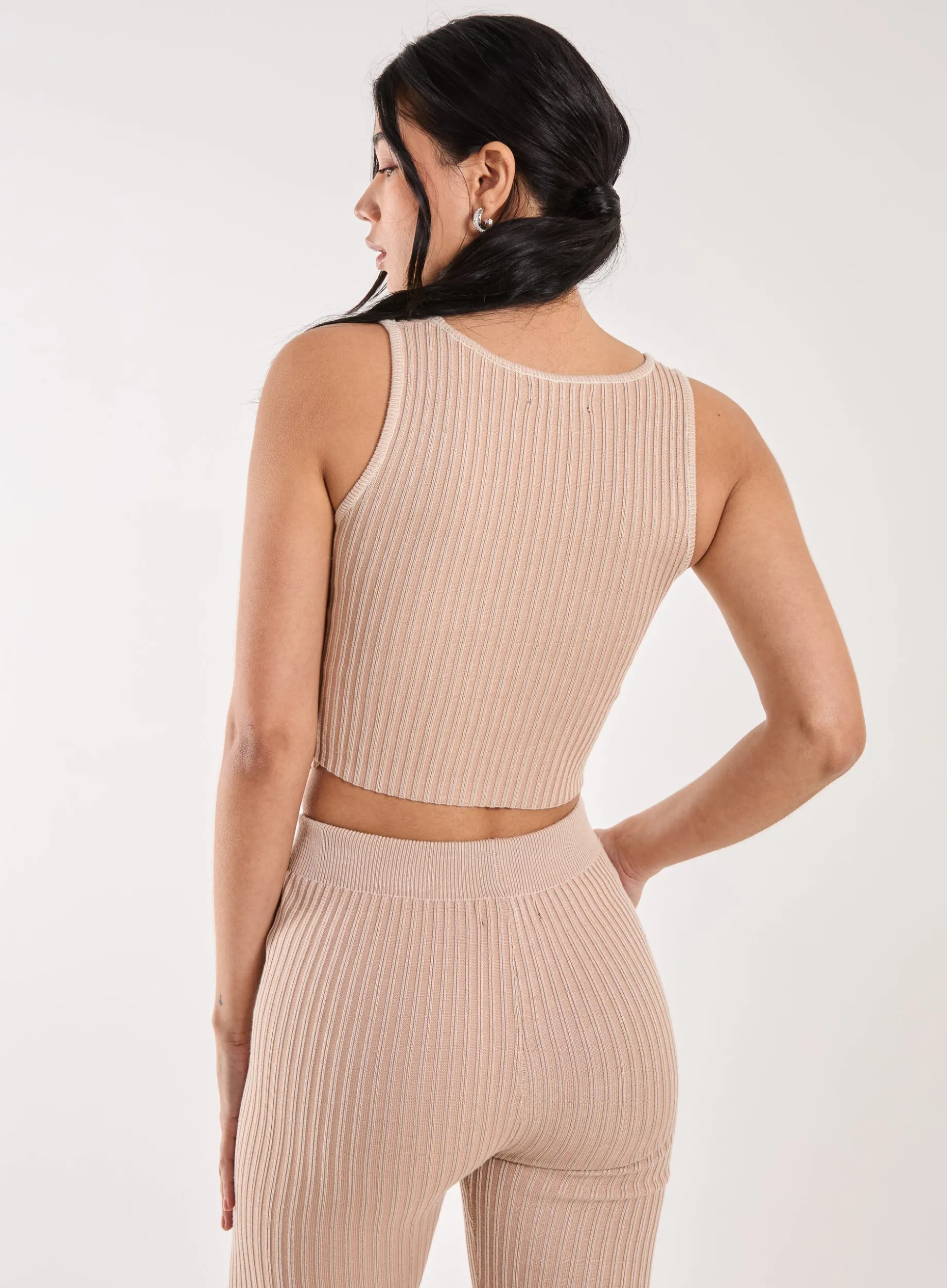 Two Tone Rib Corset Detail Top