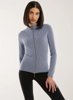 Two Tone Rib Double Zip Top