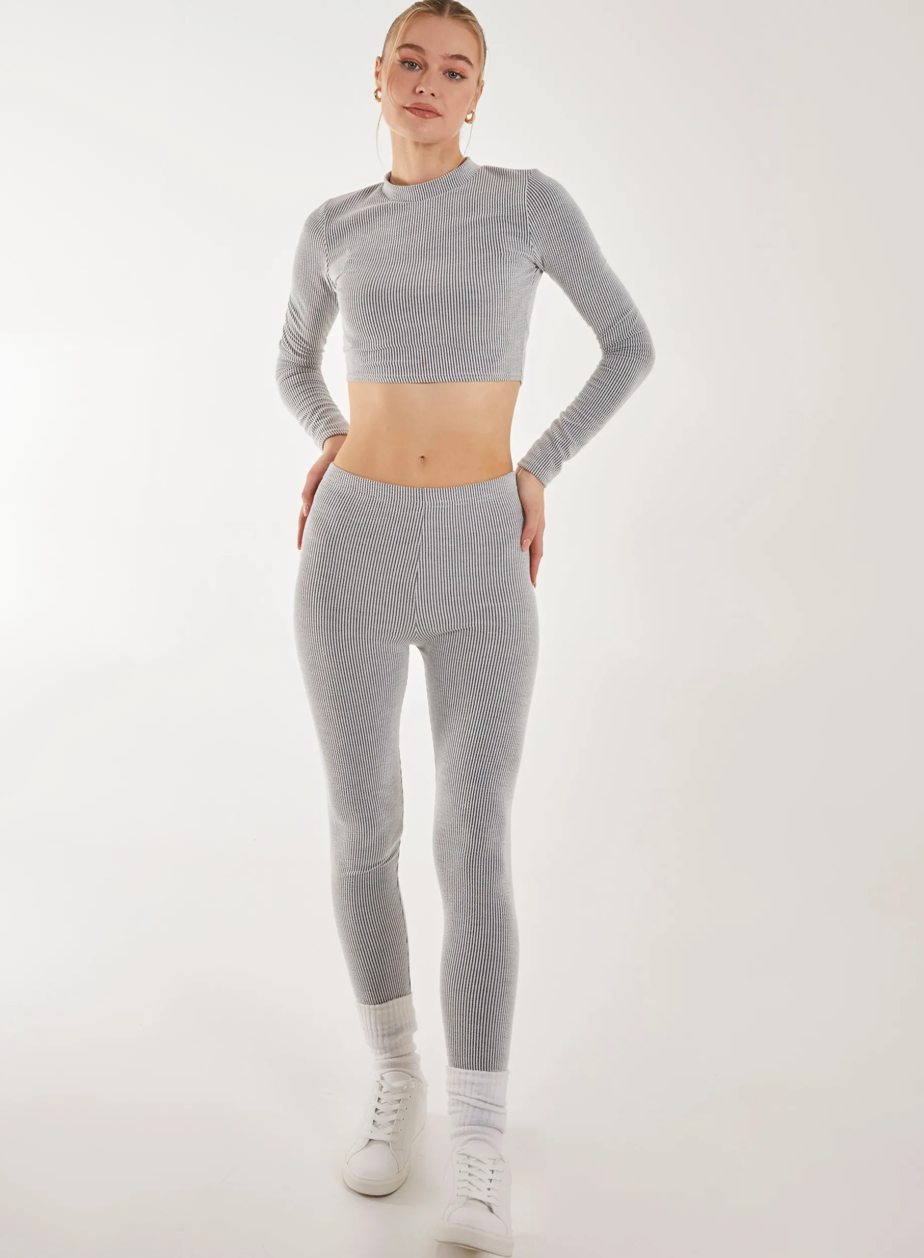 Two Tone Rib Long Sleeve Top