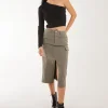 Utility Cargo Midi Slit Skirt