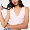 V Neck Lace Crop Top