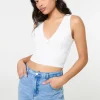 V Neck Lace Crop Top