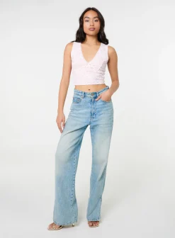 V Neck Lace Crop Top