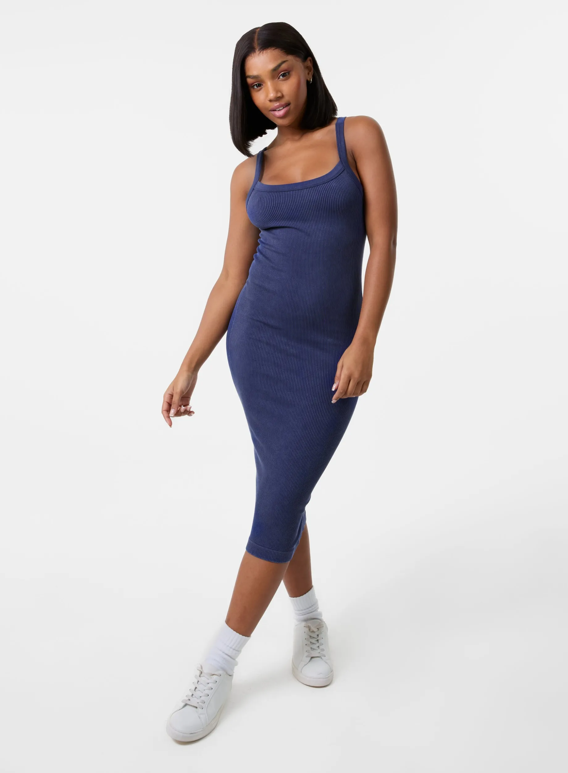 Washed Ribbed Racer Dress