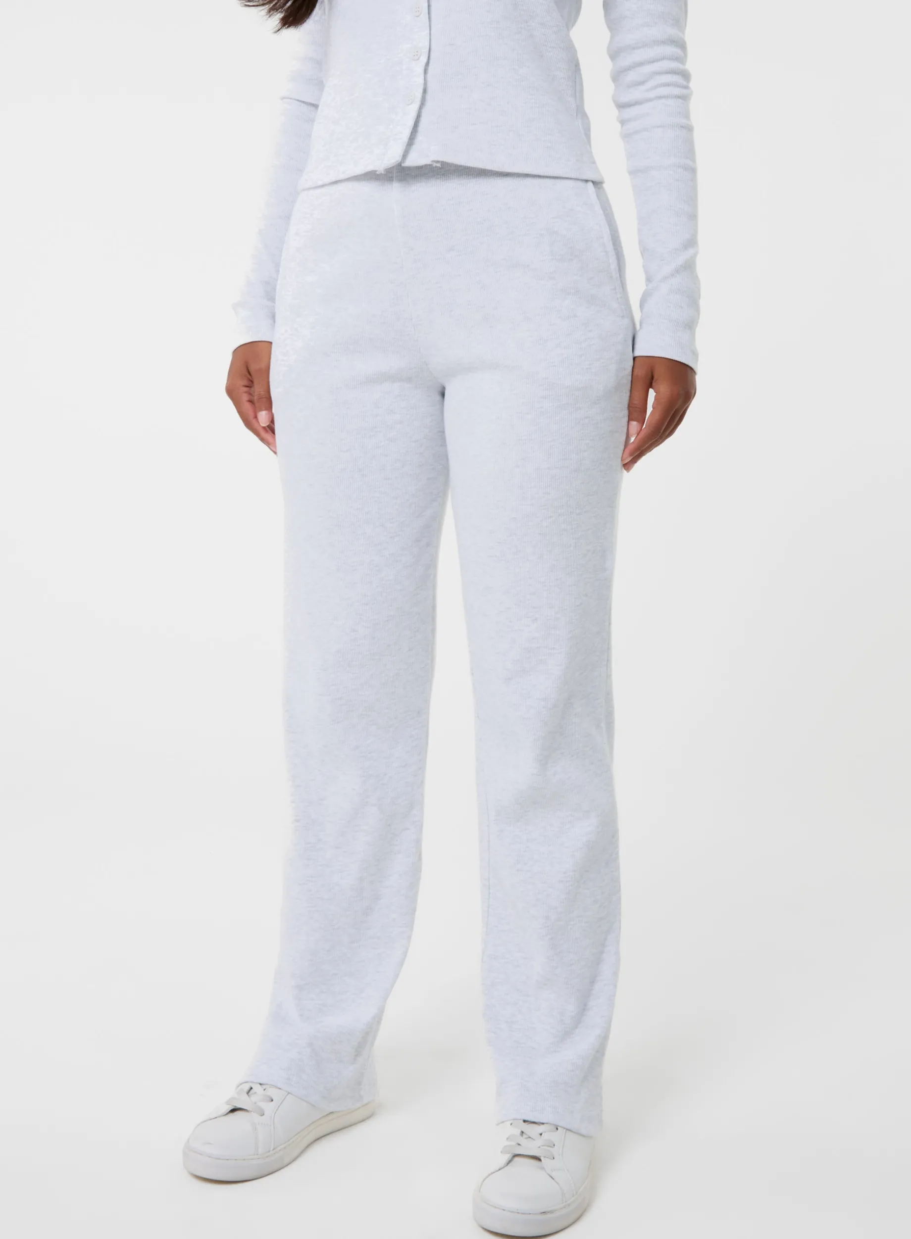 Wide Leg Ribbed Trousers
