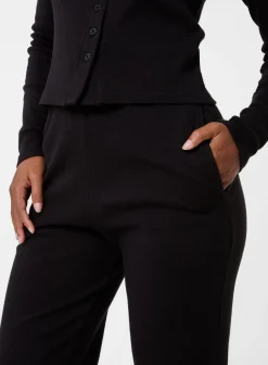 Wide Leg Ribbed Trousers