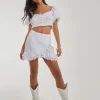 Wrap Front Broderie Mini Skirt