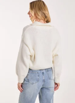 Zip Up Collar Knit Cropped Jumper